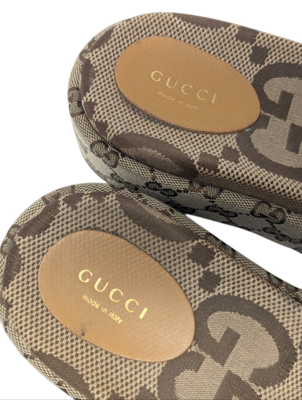 Gucci Angelina Monogram GG Slide Brown Beige Sandals Size EU 40 - Picture 5 of 14